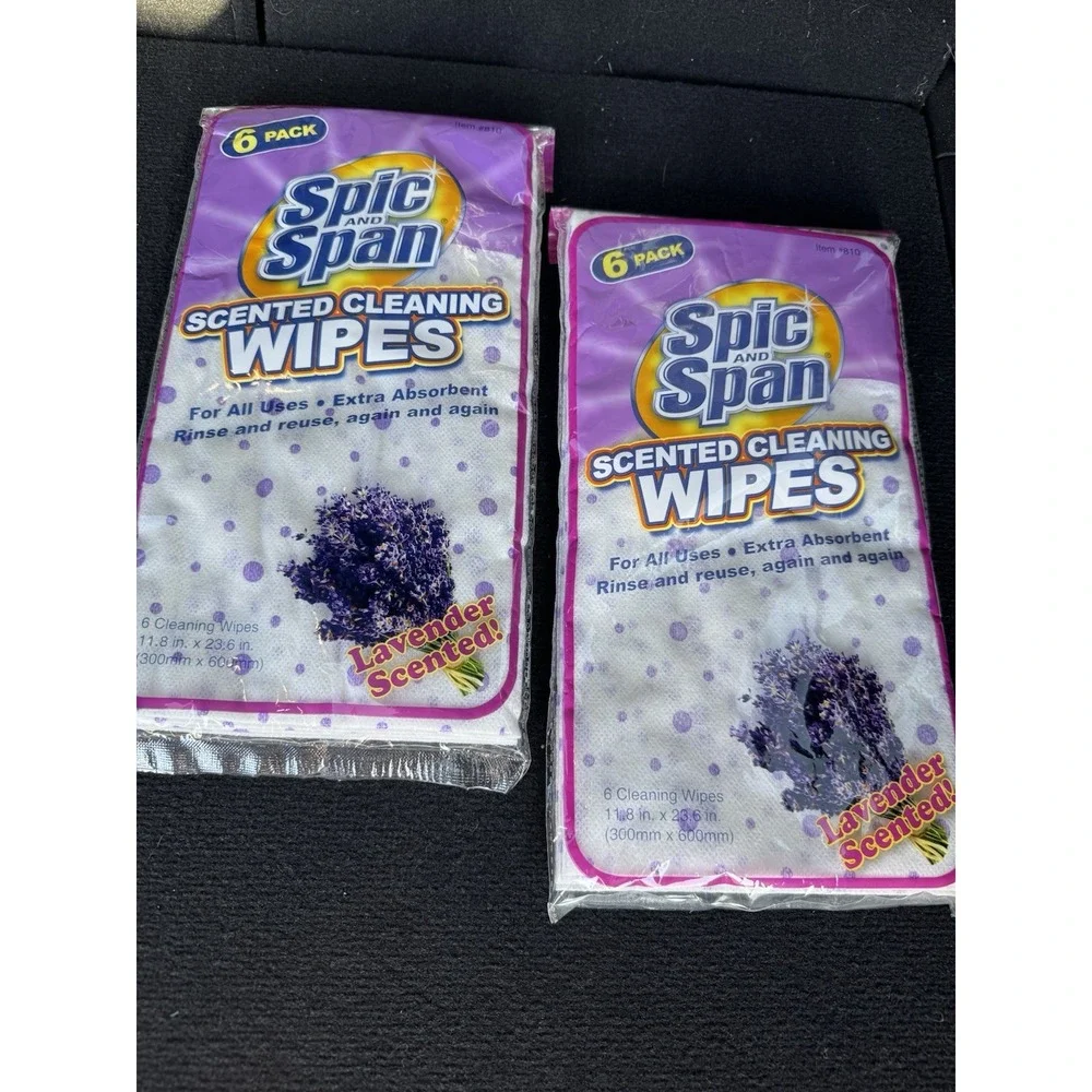 Lot Of 2 Discontinued 2009 Spic And Span Cleaning Wipes, 6 Pack, Lavender Scent